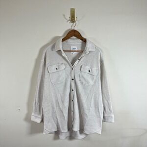 Aerie Lumberjane Waffle Knit Shacket White Ivory Button Up Womens Sm Boho Cozy